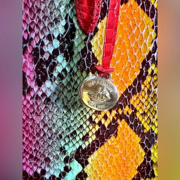 Brahmin NWT Tia - Red Dragon Experium Snake Print Tote - Picture 2 of 14